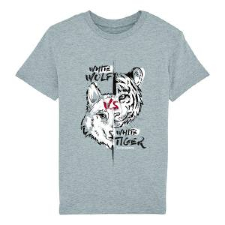 T-shirt enfant Loup Vs Tigre Zoo de Beauval (3/4 et 5/6 ans 17cm) (7/8 et 9/11 ans 22cm) Bleu ciel chin&eacute; 4 ans