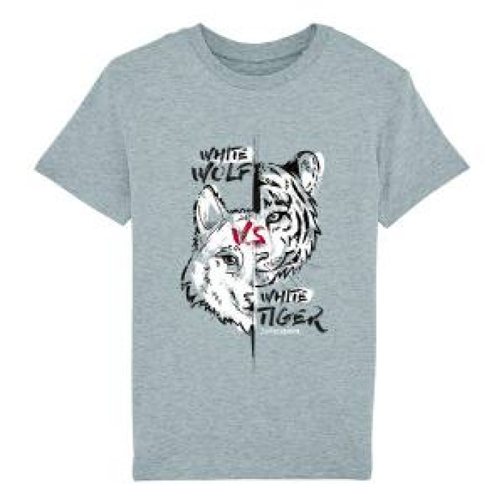Tshirt enfant Loup Vs Tigre Zoo de Beauval 34 et 56 ans 17cm 78 et 911 ans 22cm Heather Ice Blue 34 ans