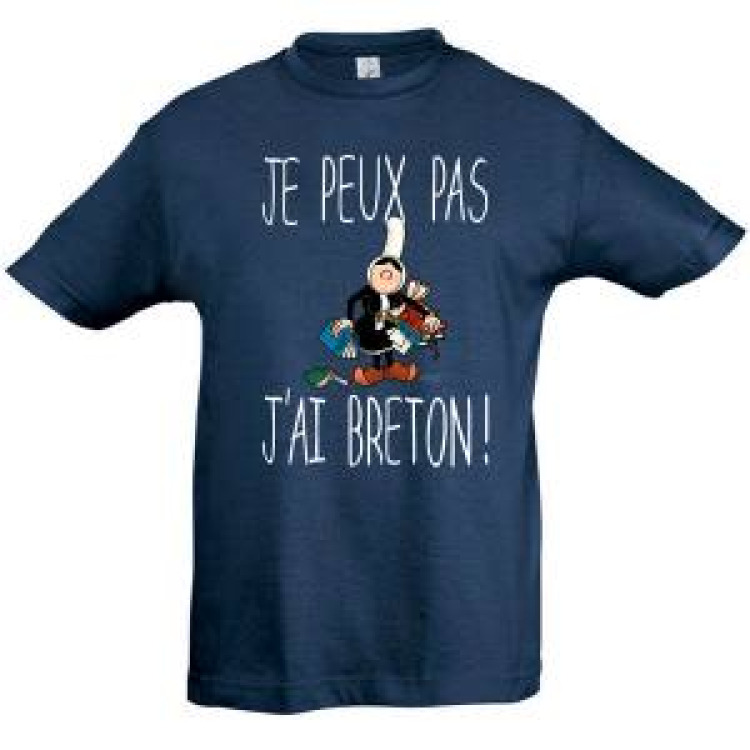 T-shirt enfant Mam Goz Je Peux Pas J'ai Breton Denim 4 ans