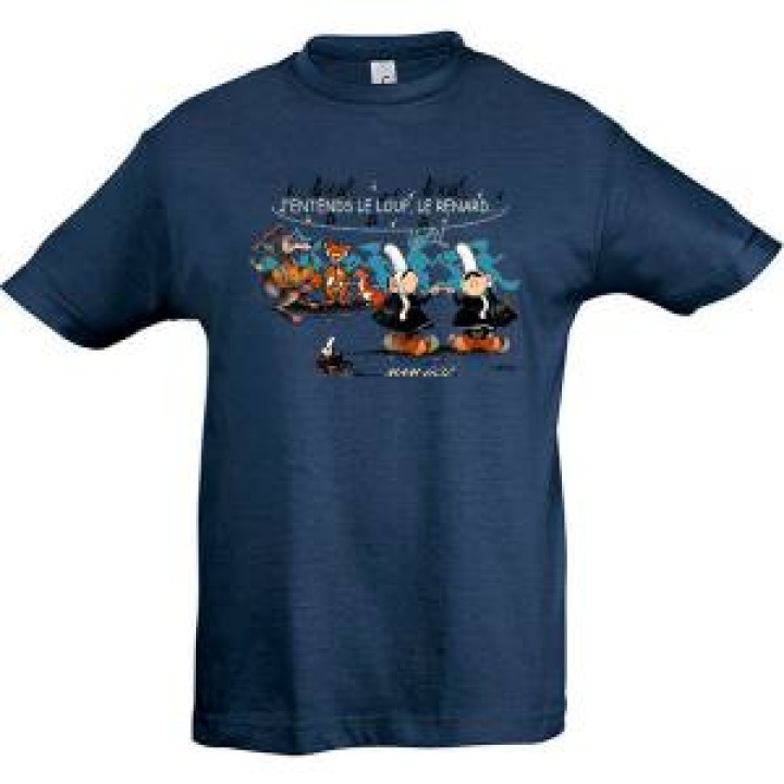 Tshirt enfant Mam Goz le Loup le Renard la Belette Denim 2 ans