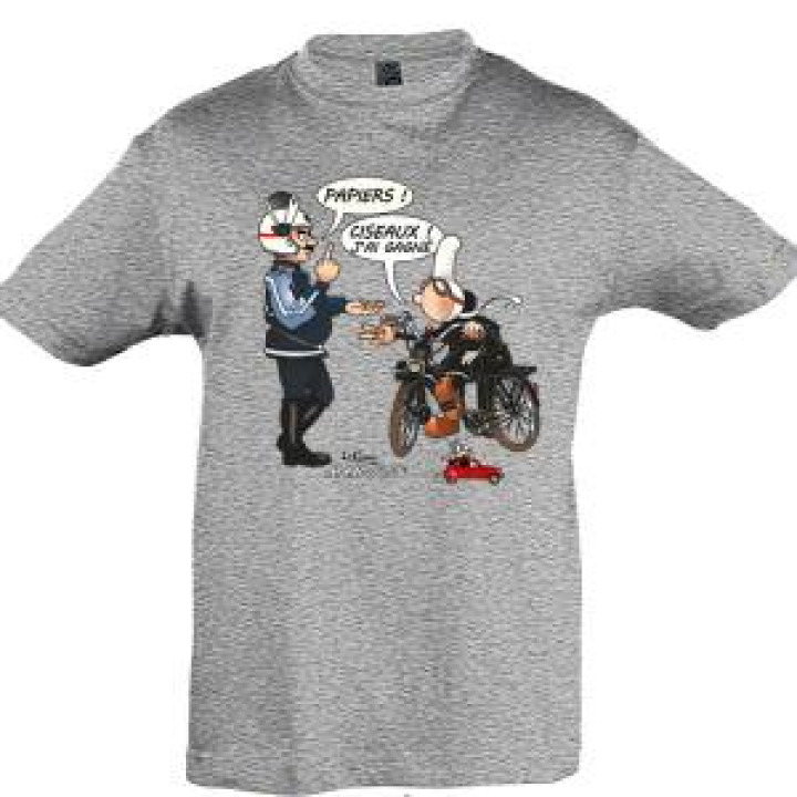 Tshirt enfant Mam Goz Motard Papiers Ciseaux Gris Chiné 6 ans