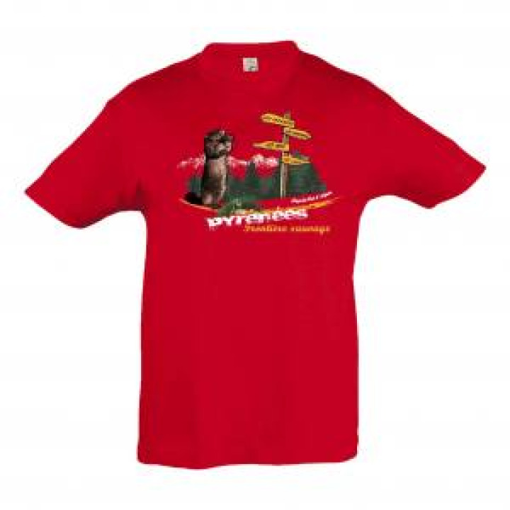 Tshirt enfant Marmotte avec Panneaux Payolle Col dAspin Rouge 4 ans