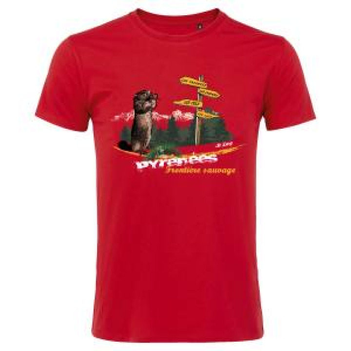 Tshirt enfant Marmotte avec Panneaux Saint Lary Rouge 2 ans