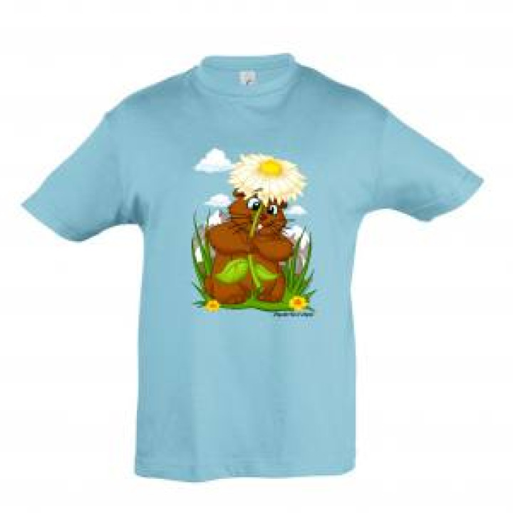 Tshirt enfant Marmotte Fleur Payolle Col dAspin Vert Pomme 2 ans