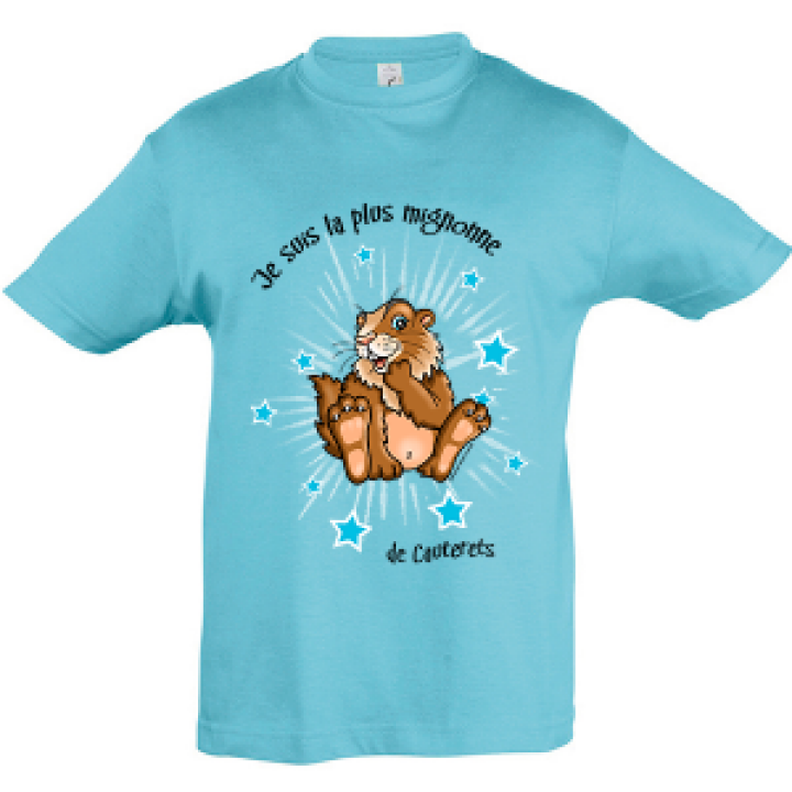 Tshirt enfant Marmotte je suis la Plus Mignonne Cauterets Fuschia 2 ans
