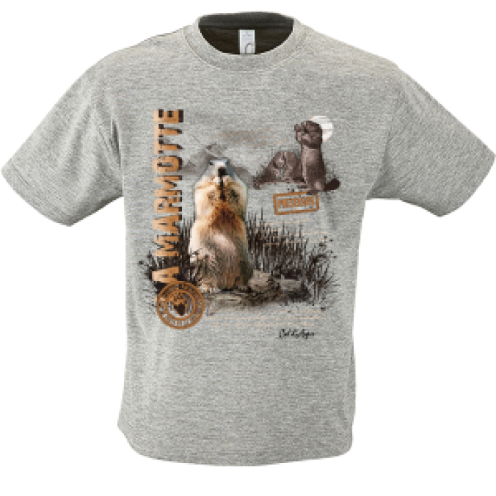 Tshirt enfant Marmotte Payolle Col dAspin Gris Chiné 2 ans