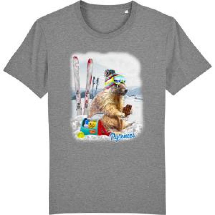 Tshirt enfant Marmotte Pyrénées Gris Chiné 2 ans