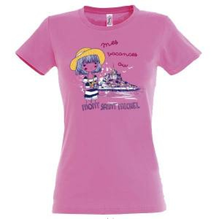 Tshirt enfant Mes Vacances Mont Saint Michel Rose Orchidée 2 ans