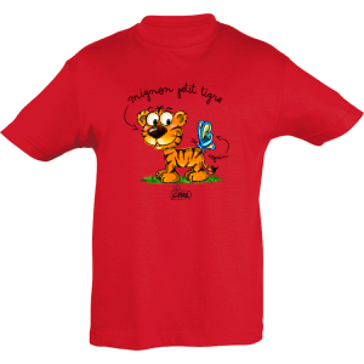 T-shirt enfant Mignon Petit Tigre Rouge 2 ans