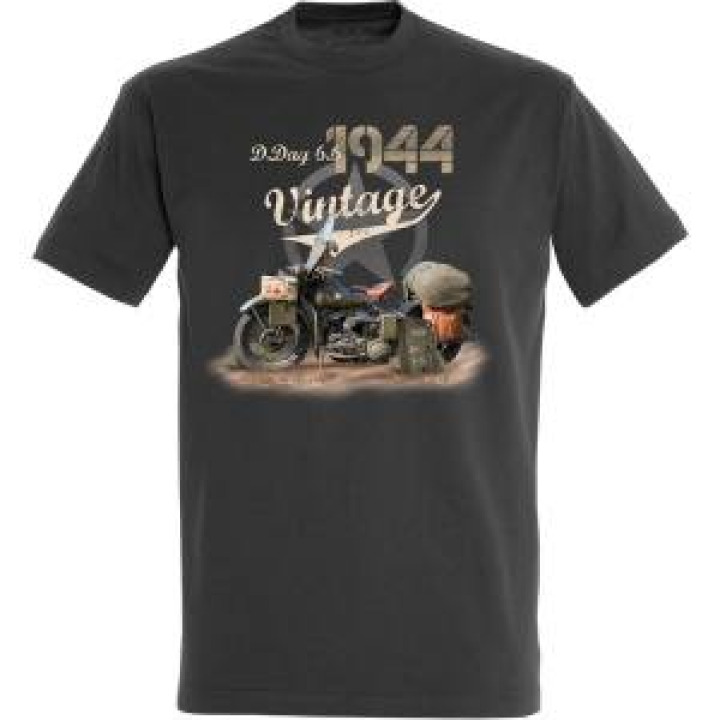 Tshirt enfant Moto Américaine Vintage DDay 66 1944 Gris Souris 2 ans