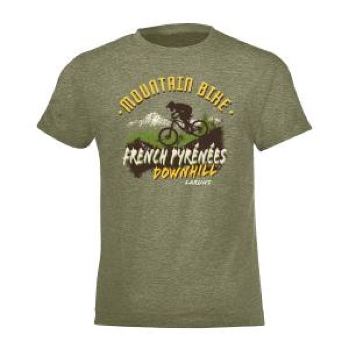 Tshirt enfant Mountain Bike French Pyrénées Laruns kaki chiné 4 ans