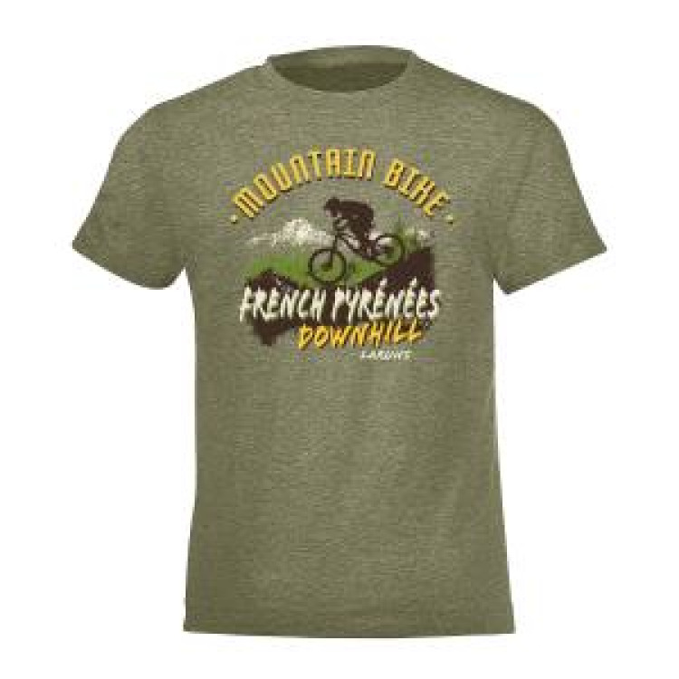 T-shirt enfant Mountain Bike French Pyr&eacute;n&eacute;es Laruns kaki chin&eacute; 4 ans
