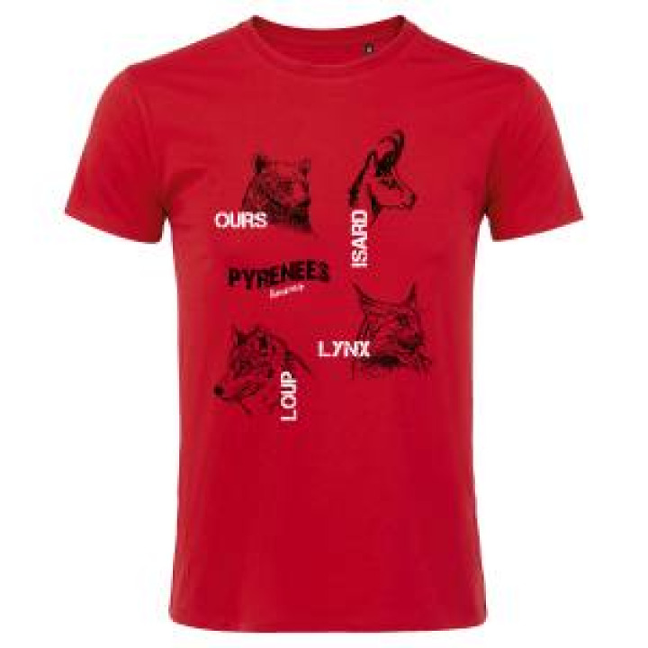 Tshirt enfant Ours Loup Lynx Gavarnie Pyrénées Rouge 2 ans