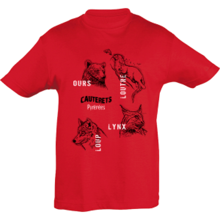 Tshirt enfant Ours Loup Lynx Pyrénées Cauterets Denim 4 ans