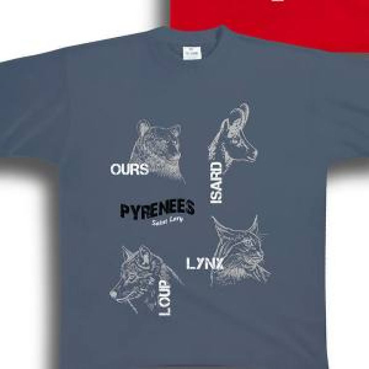 Tshirt enfant Ours Loup Lynx Pyrénées Saint Lary Denim 2 ans