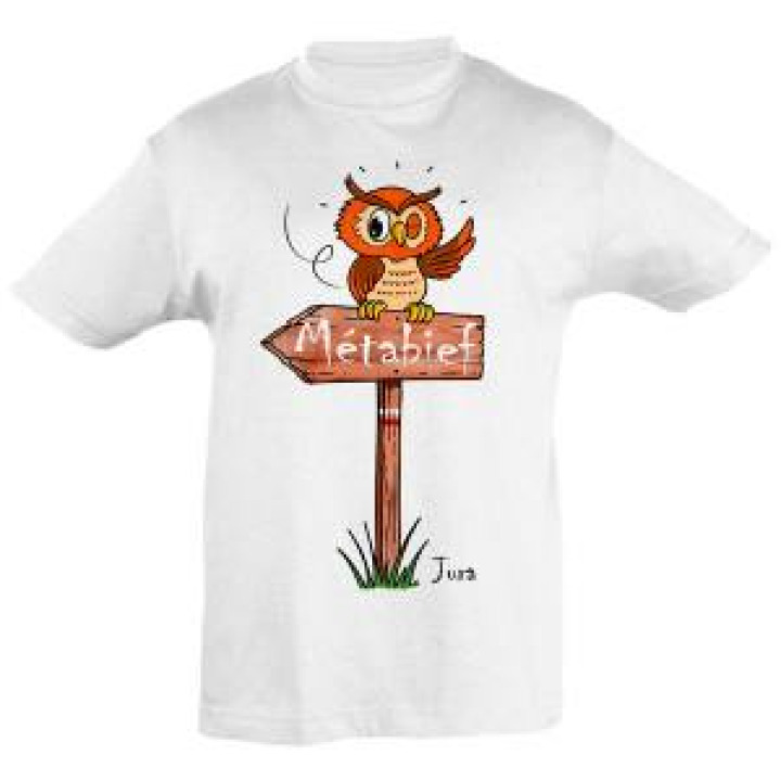 Tshirt enfant Pancarte Hibou Metabief Blanc 2 ans
