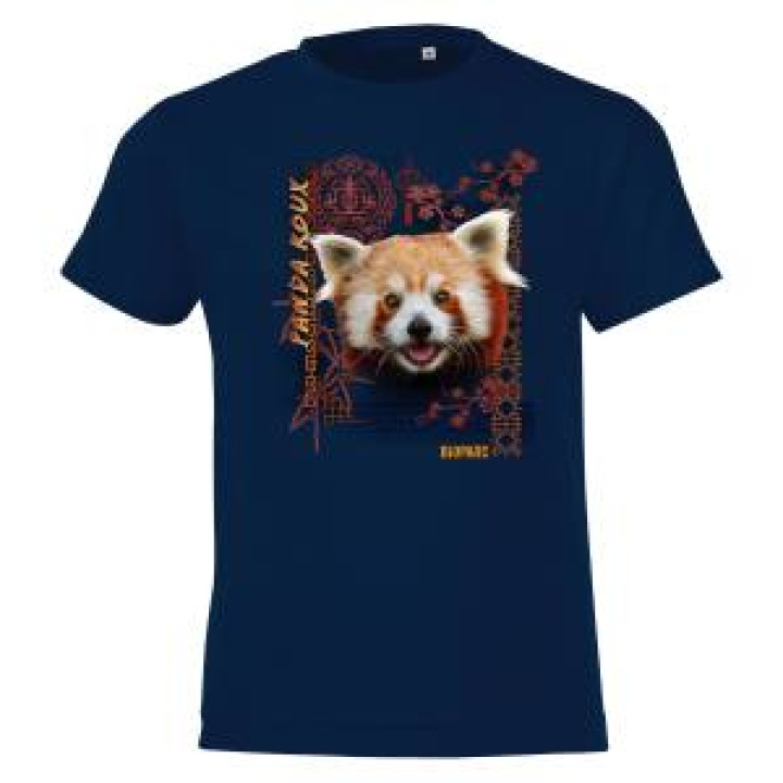 Tshirt enfant Panda Roux Intemporel Bioparc  transfert Col Bioparc French Marine 8 ans