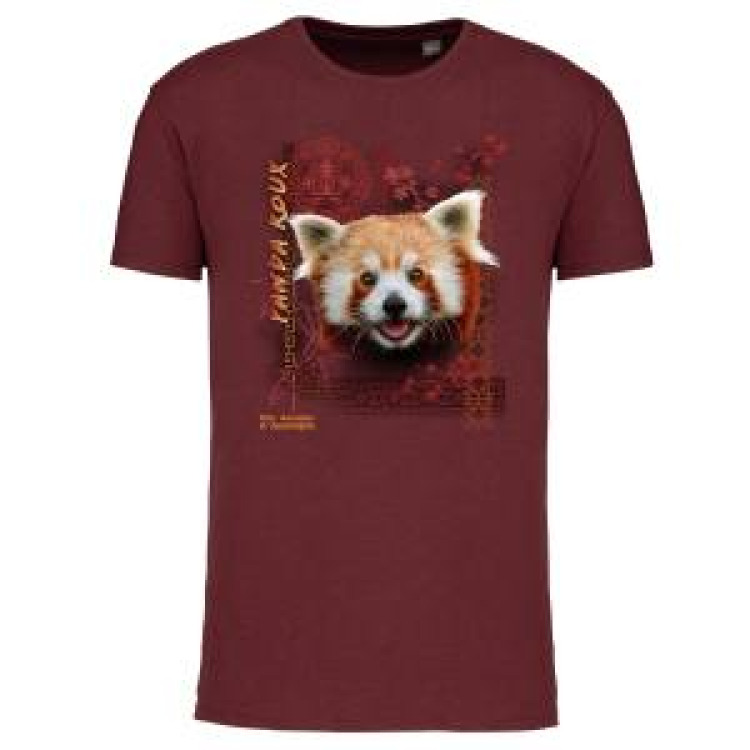 T-shirt enfant Panda Roux Intemporel Parc Animalier d&rsquo;Auvergne + transfert Col Parc Animalier d&rsquo;Auvergne French Marine 4 ans
