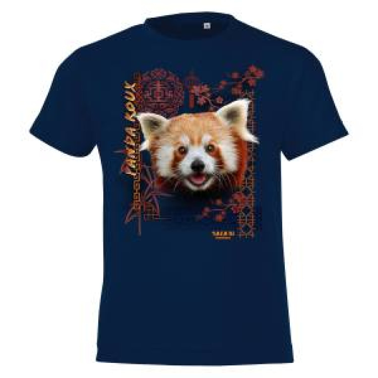 T-shirt enfant Panda Roux Intemporel Safari de Peaugres + transfert Col Safari de Peaugres French Marine 6 ans