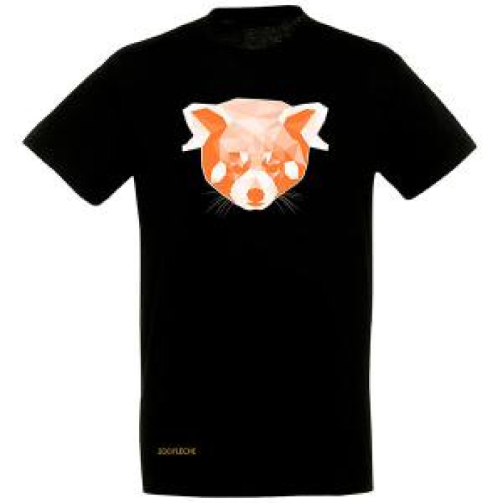 Tshirt enfant Panda Roux  transfert Orange Zoo de la Flèche en Bas à droite Noir Profond 4 ans