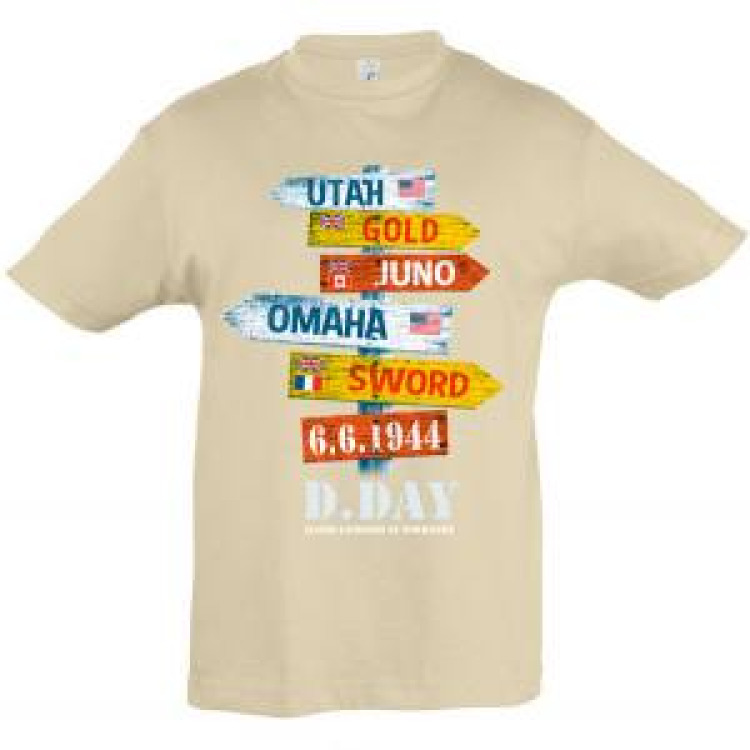 T-shirt enfant Panneaux du D&eacute;barquement Sable 4 ans