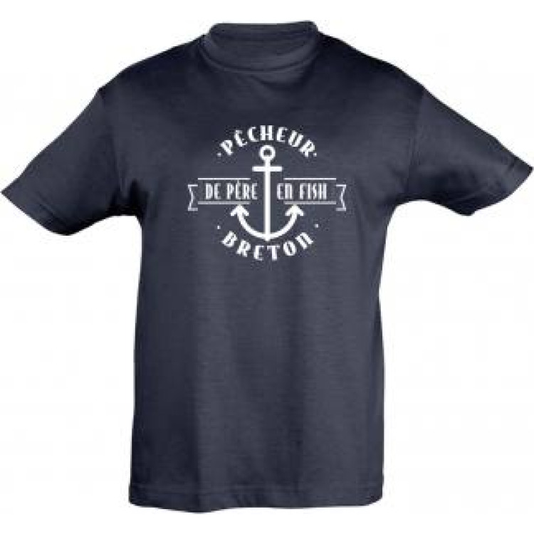 T-shirt enfant P&ecirc;cheur Breton de P&egrave;re en Fish Marine 2 ans