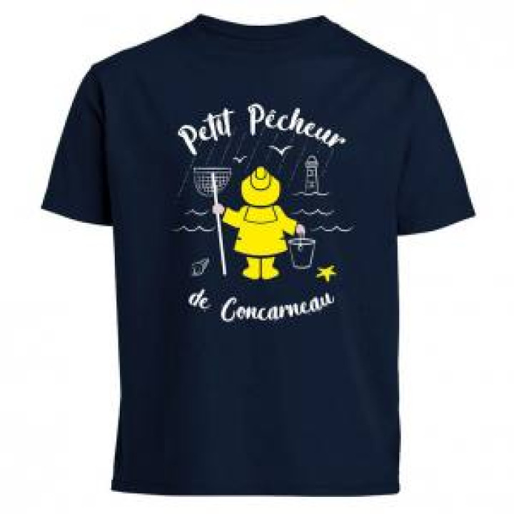 Tshirt enfant Petit Pêcheur de Concarneau  transfert Applique Ciré jaune Marine 2 ans