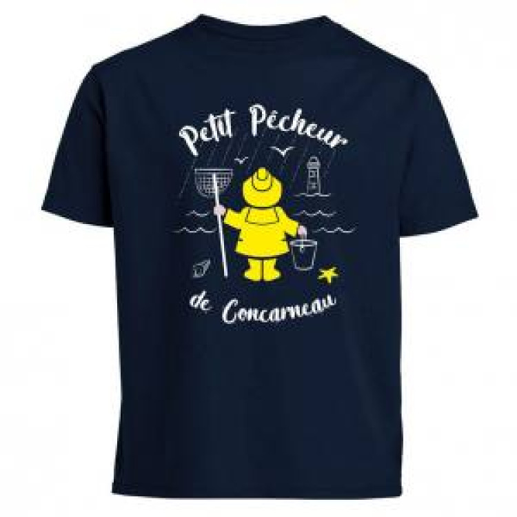 T-shirt enfant Petit P&ecirc;cheur de Concarneau + transfert Applique Cir&eacute; jaune Marine 4 ans