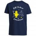T-shirt enfant Petit P&ecirc;cheur d&rsquo;un Jour Concarneau + transfert Applique Cir&eacute; jaune Marine 2 ans
