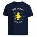 T-shirt enfant Petit P&ecirc;cheur d&rsquo;un Jour + transfert Applique Cir&eacute; jaune Marine 2 ans