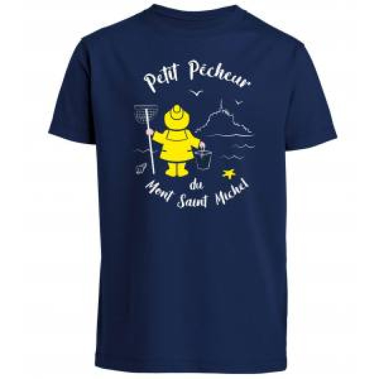T-shirt enfant Petit Pêcheur Mont Saint Michel + transfert Applique Ciré jaune Marine 2 ans