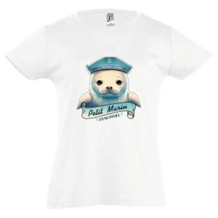 T-shirt enfant Phoque Petit Marin D'eau Douce les Sables d’Olonne Blanc 2 ans