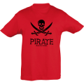 T-shirt enfant Pirate (Imprime en Noir) avec Belle &Icirc;le en Mer sous le Mot Pirate Noir Profond 2 ans