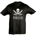 T-shirt enfant Pirate + Marquage en Forme D'os Bretagne Noir Profond 2 ans