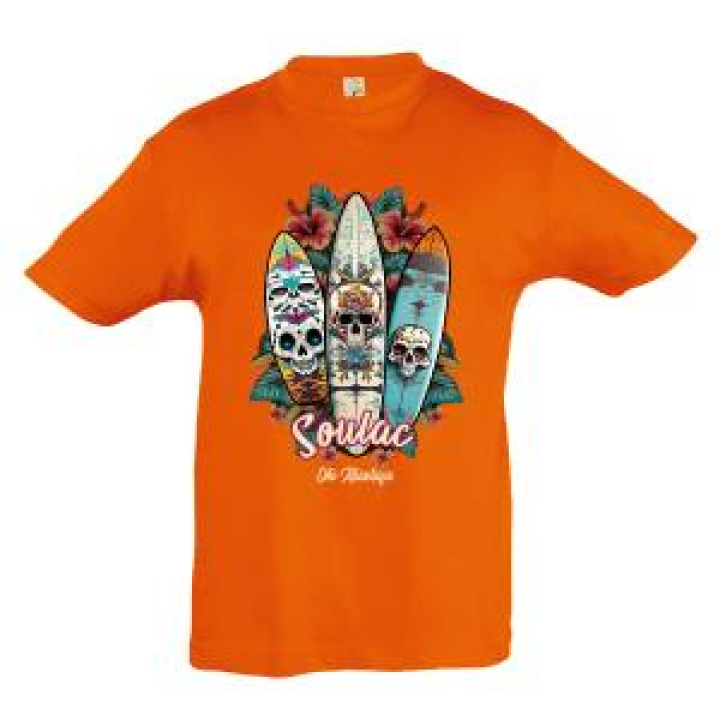 Tshirt enfant Planches de Surfs Côte Atlantique Soulac Orange 4 ans