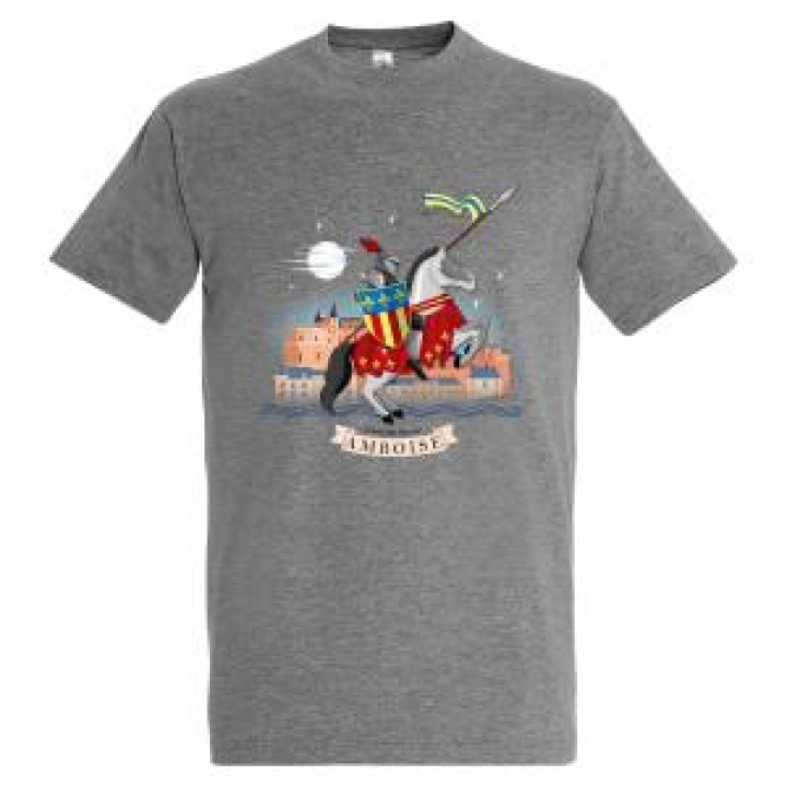 Tshirt enfant premium bio Chevalier  Château Château Royal dAmboise Heather Grey 56 ans