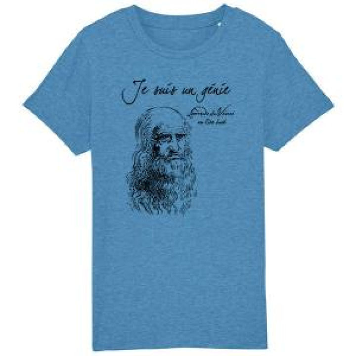 Tshirt enfant premium bio Je suis un Génie Bright Blue 34 ans