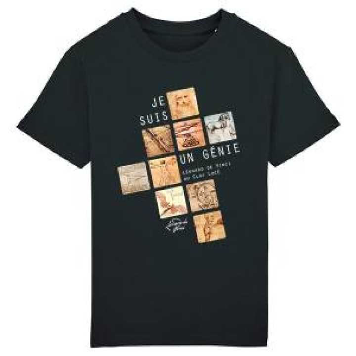 Tshirt enfant premium bio Je suis un Génie Carres Black 34 ans