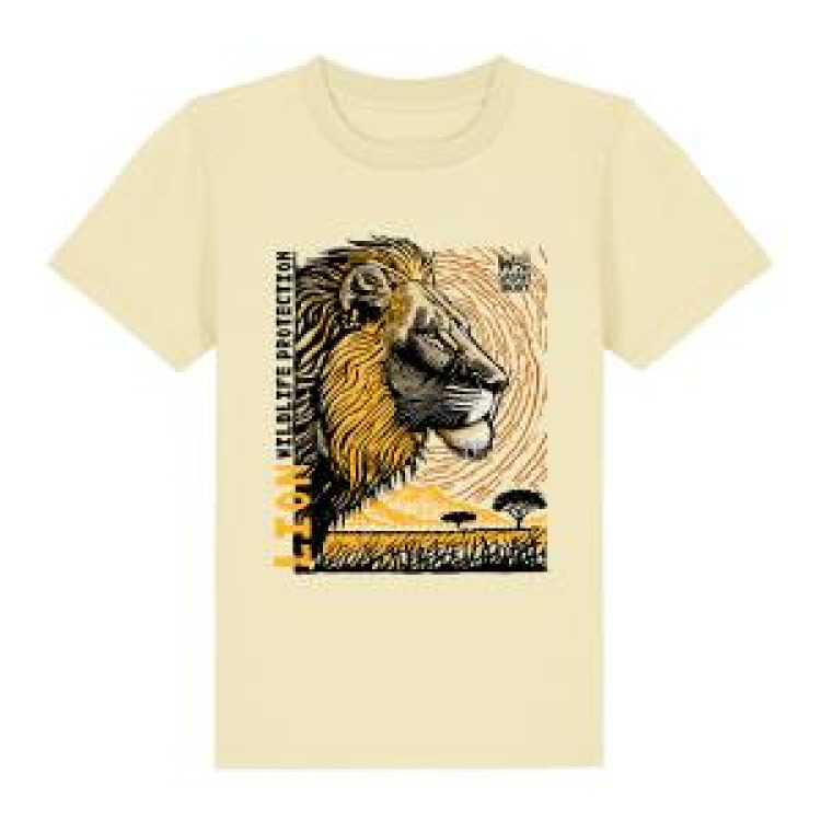 T-shirt enfant premium bio Lion Linocut Zoo de Thoiry Butter 5/6 ans
