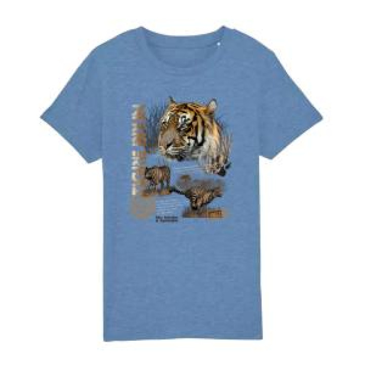 Tshirt enfant premium bio Lion Parc Animalier dAuvergne  transfert Col Parc Animalier dAuvergne Mid Heather Blue 34 ans