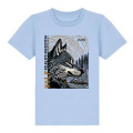 T-shirt enfant premium bio Loup Linocut les Loups du Gévaudan Blue Soul 3/4 ans