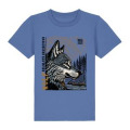 T-shirt enfant premium bio Loup Linocut Safari de Peaugres + transfert Col Safari de Peaugres Bright