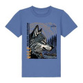 T-shirt enfant premium bio Loup Linocut Zoo des Sables d’Olonne Bright Blue 5/6 ans
