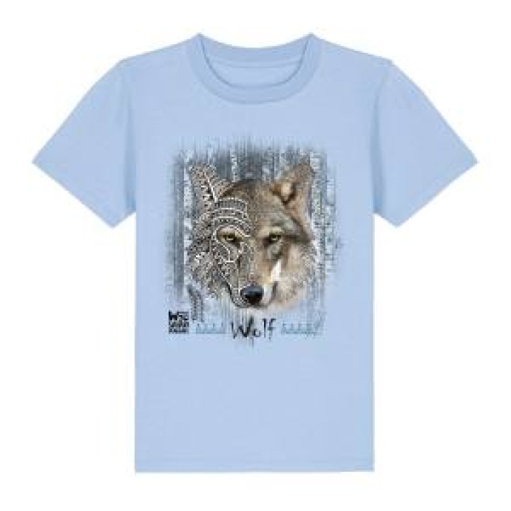 Tshirt enfant premium bio Loup Native Tribes Safari de Peaugres  transfert Col Safari de Peaugres Blue Soul 34 ans