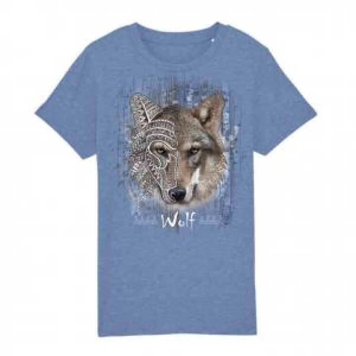 Tshirt enfant premium bio Loup Native Tribes  transfert Col Amnéville Aloe  Stanley 56 ans