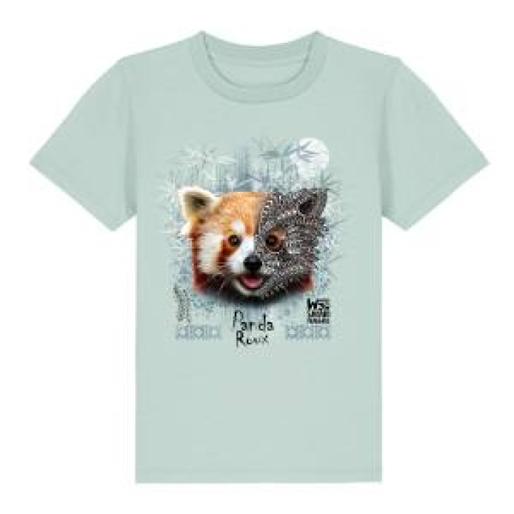 Tshirt enfant premium bio Panda Roux Native Tribes Safari de Peaugres  transfert Col Safari de Peaugres Caribbean Blue 34 ans