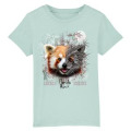 T-shirt enfant premium bio Panda Roux Native Tribes + transfert Col Amn&eacute;ville Caribbean Blue 5/6 ans