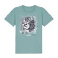 T-shirt enfant premium bio Panth&egrave;re des Neiges Native Tribes Safari de Peaugres + transfert Col Safari de Peaugres Teal Monstera 3/4 ans