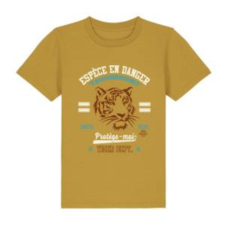 Tshirt enfant premium bio Tête de Tigre Espèce en Danger Zoo Boissière du Dore Ochre 34 ans