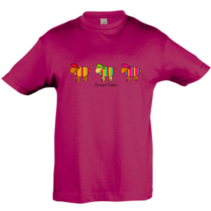 Tshirt enfant Pyrénées Fashion 3 Moutons Fuschia 2 ans